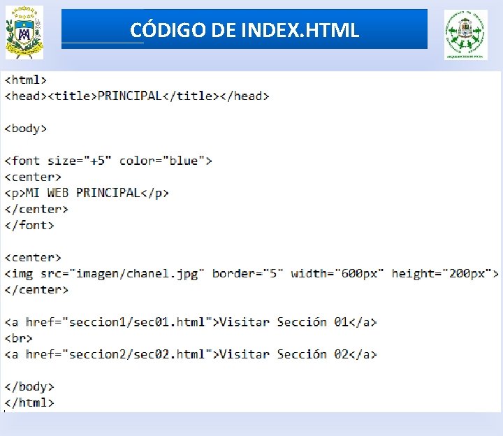 CÓDIGO DE INDEX. HTML 