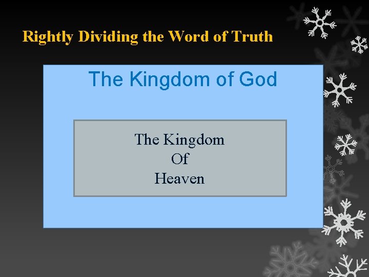 Rightly Dividing the Word of Truth The Kingdom of God The Kingdom Of Heaven