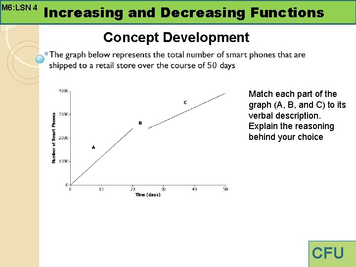 M 6: LSN 4 Increasing and Decreasing Functions Concept Development Match each part of