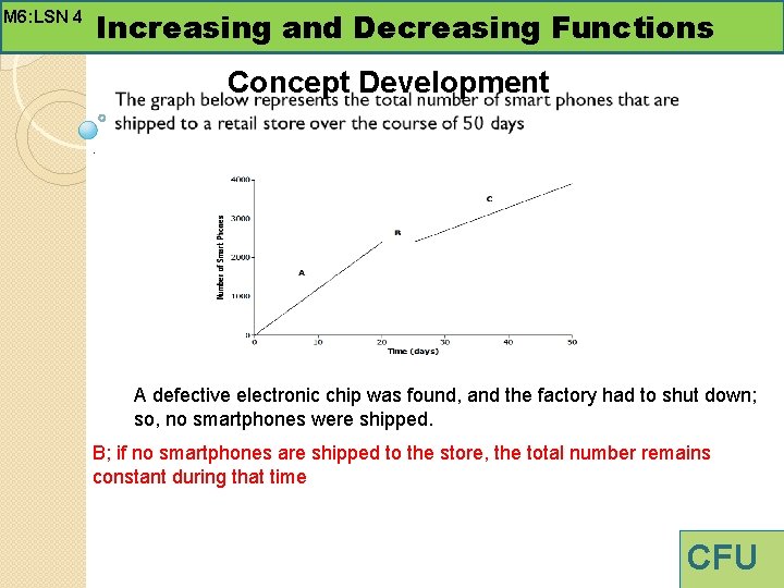 Increasing and Decreasing Functions M 6: LSN 4 Concept Development. A defective electronic chip