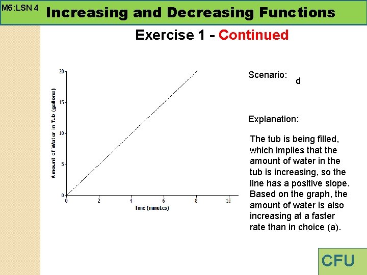 M 6: LSN 4 Increasing and Decreasing Functions Exercise 1 - Continued Scenario: d