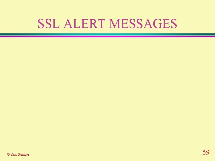 SSL ALERT MESSAGES © Ravi Sandhu 59 