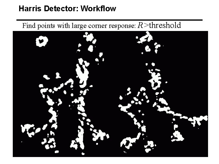 Harris Detector: Workflow Find points with large corner response: R>threshold 