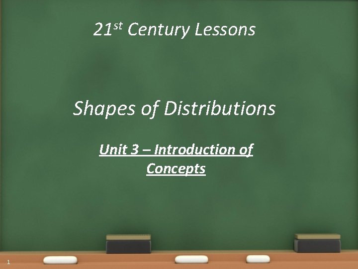 21 st Century Lessons Shapes of Distributions Unit 3 – Introduction of Concepts 1