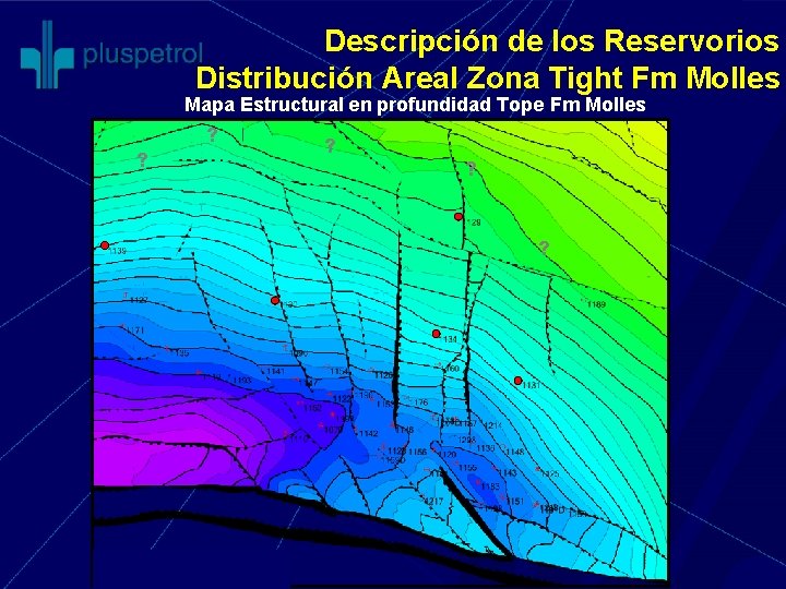 Descripción de los Reservorios Distribución Areal Zona Tight Fm Molles Mapa Estructural en profundidad