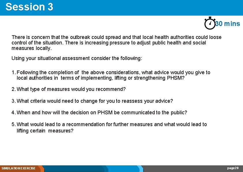 Session 3 30 mins There is concern that the outbreak could spread and that