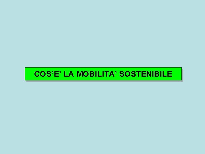 COS’E’ LA MOBILITA’ SOSTENIBILE 