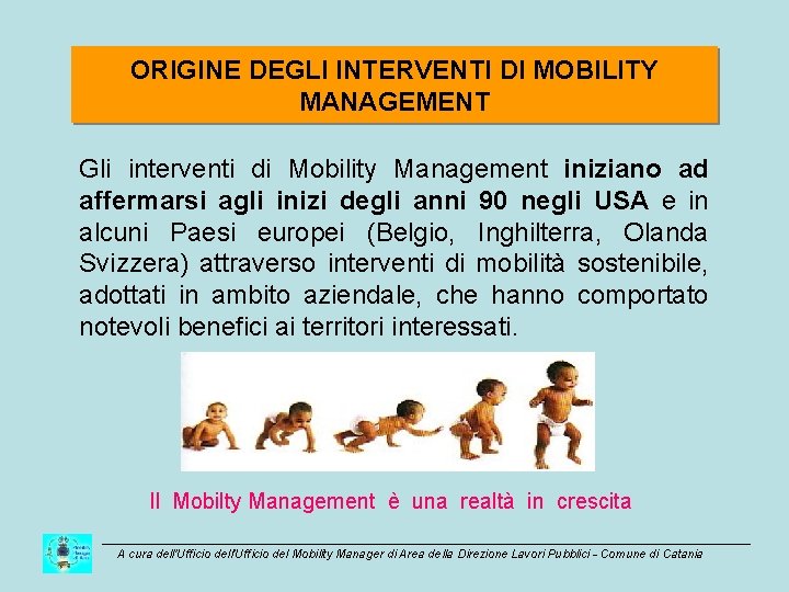 ORIGINE DEGLI INTERVENTI DI MOBILITY MANAGEMENT Gli interventi di Mobility Management iniziano ad affermarsi