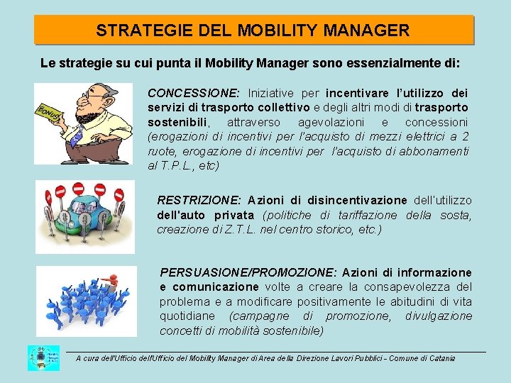 STRATEGIE DEL MOBILITY MANAGER Le strategie su cui punta il Mobility Manager sono essenzialmente