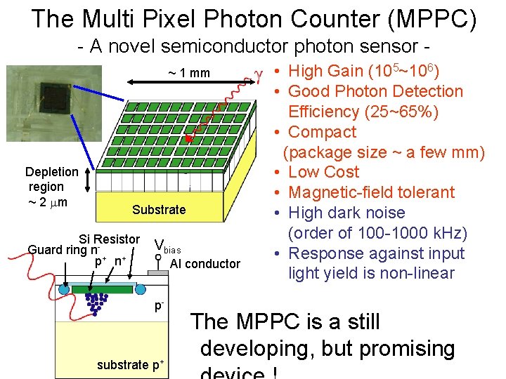The Multi Pixel Photon Counter (MPPC) - A novel semiconductor photon sensor ~ 1