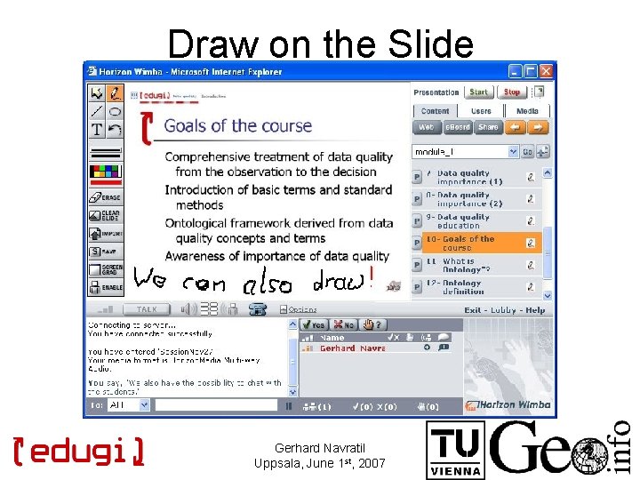 Draw on the Slide Gerhard Navratil Uppsala, June 1 st, 2007 