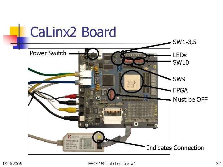 Ca. Linx 2 Board Power Switch SW 1 -3, 5 LEDs SW 10 SW