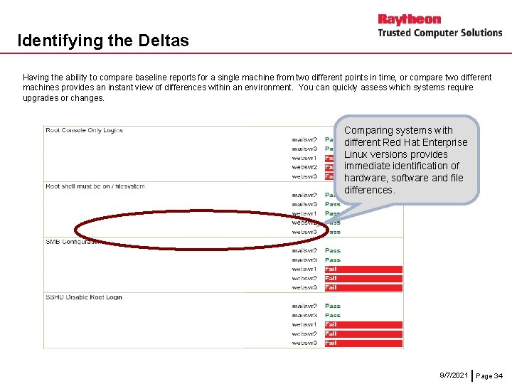 Identifying the Deltas Having the ability to compare baseline reports for a single machine