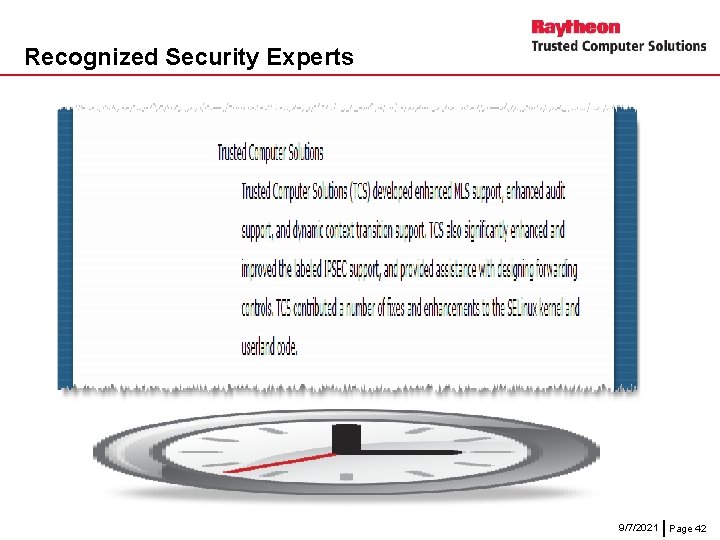 Recognized Security Experts Validate 9/7/2021 Page 42 