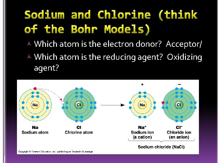  Which atom is the electron donor? Acceptor/ Which atom is the reducing agent?