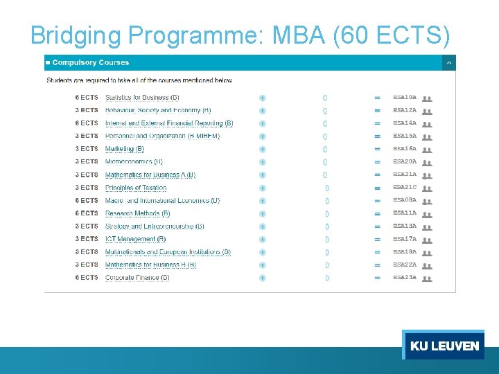 Bridging Programme: MBA (60 ECTS) 