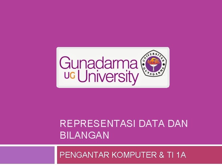 REPRESENTASI DATA DAN BILANGAN PENGANTAR KOMPUTER & TI 1 A 