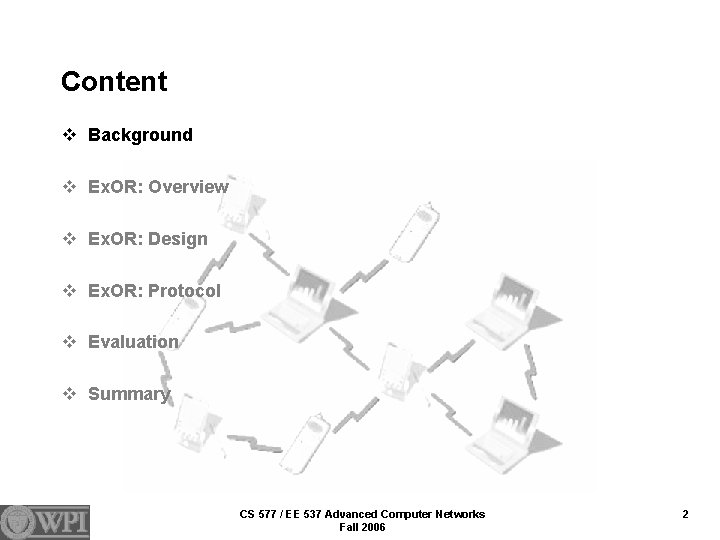 Content v Background v Ex. OR: Overview v Ex. OR: Design v Ex. OR: