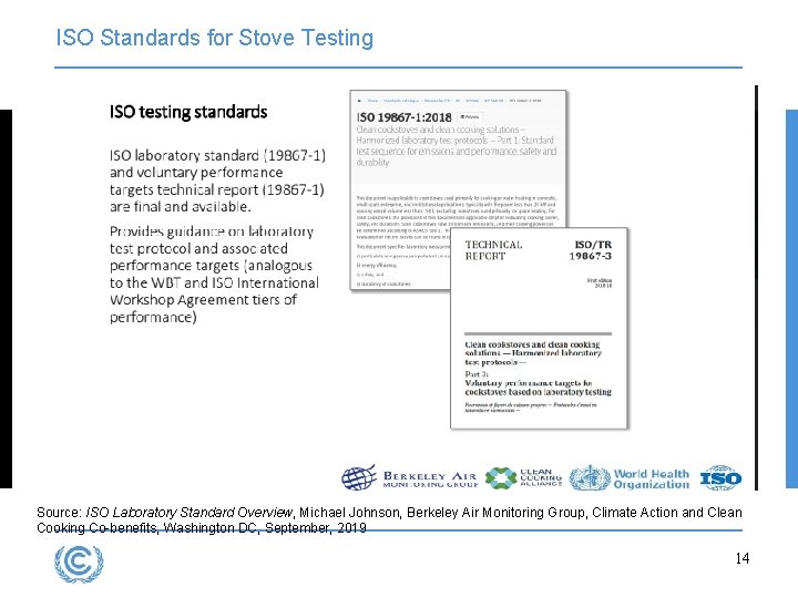 ISO Standards for Stove Testing Source: ISO Laboratory Standard Overview, Michael Johnson, Berkeley Air