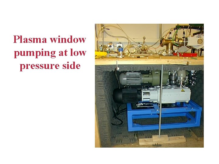 Plasma window pumping at low pressure side 