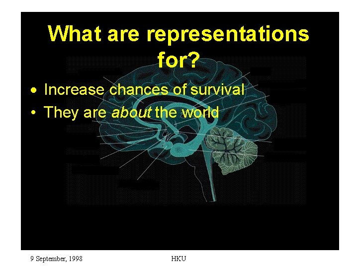 What are representations for? · Increase chances of survival • They are about the