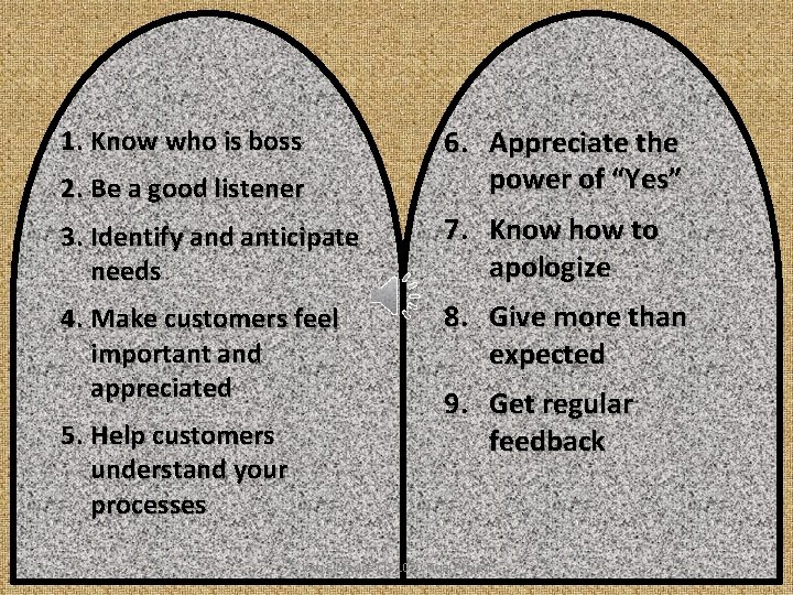 2. Be a good listener 6. Appreciate the power of “Yes” 3. Identify and