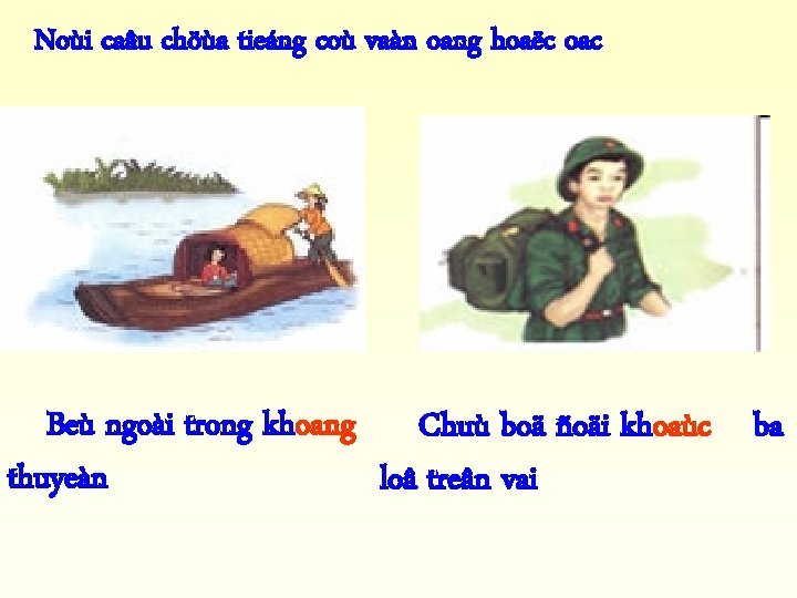 Noùi caâu chöùa tieáng coù vaàn oang hoaëc oac Beù ngoài trong khoang Chuù