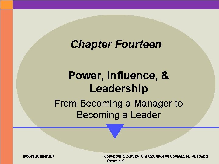 Chapter Fourteen Power, Influence, & Leadership From Becoming a Manager to Becoming a Leader