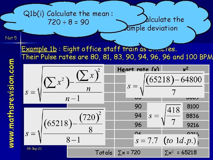 Q 1 b(i) Calculate the mean : Standard Deviation Q 1 b(ii) Calculate the