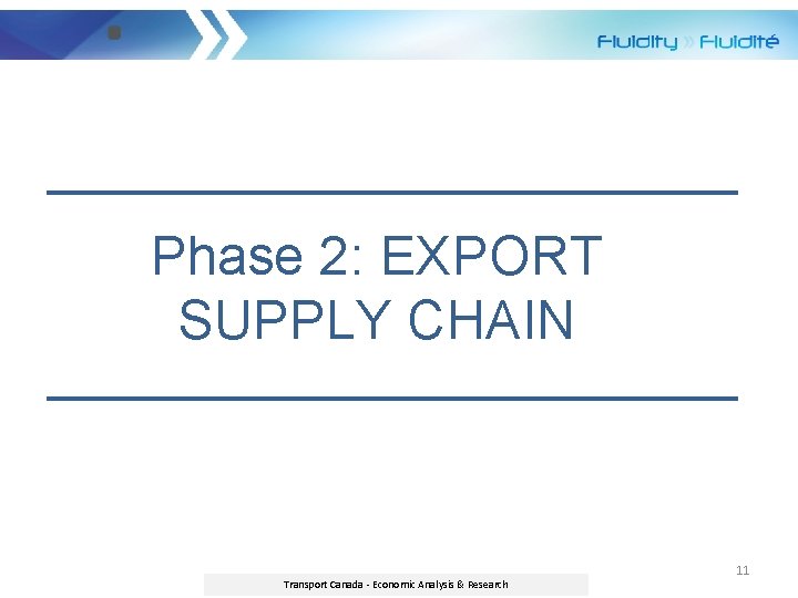Phase 2: EXPORT SUPPLY CHAIN Economic Analysis Directorate Transport Canada - Economic Analysis &