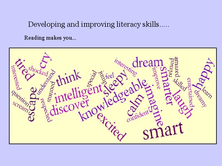 Developing and improving literacy skills…. . Reading makes you… 