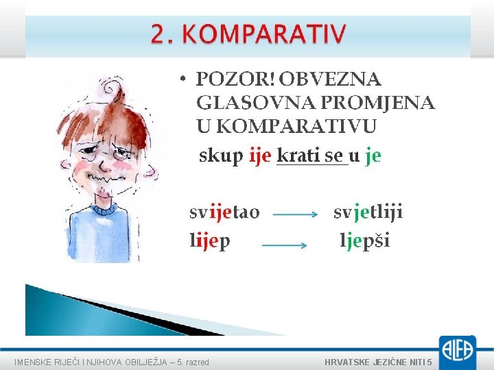 IMENSKE RIJEČI I NJIHOVA OBILJEŽJA – 5. razred HRVATSKE JEZIČNE NITI 5 