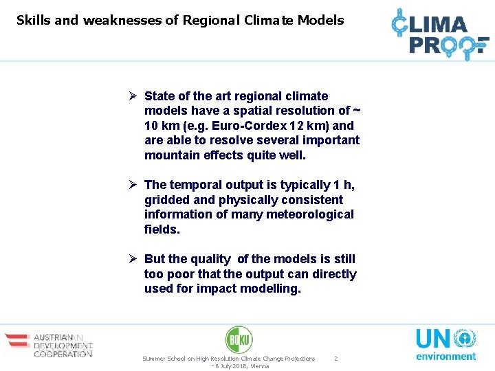 Summer School High Resolution Climate Change Projections 2