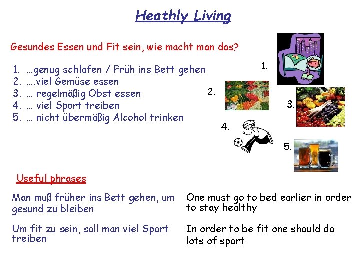 Heathly Living Gesundes Essen und Fit sein, wie macht man das? 1. 2. 3.