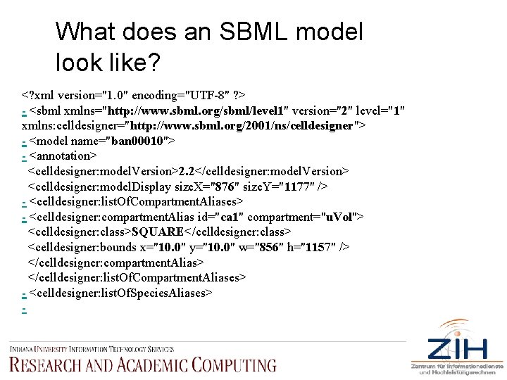 What does an SBML model look like? <? xml version="1. 0" encoding="UTF-8" ? >