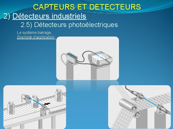 CAPTEURS ET DETECTEURS 2) Détecteurs industriels 2. 5) Détecteurs photoélectriques Le système barrage, Exemple