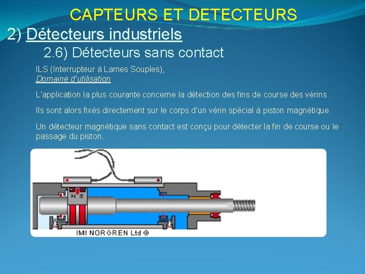 CAPTEURS ET DETECTEURS 2) Détecteurs industriels 2. 6) Détecteurs sans contact ILS (Interrupteur à