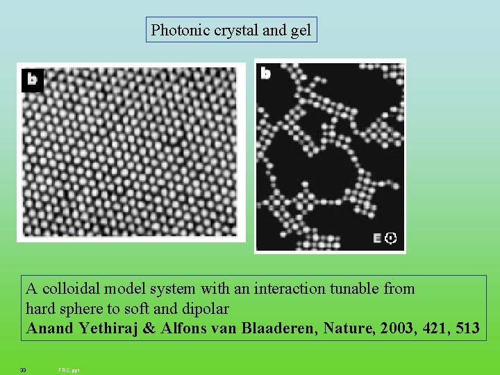 Photonic crystal and gel A colloidal model system with an interaction tunable from hard