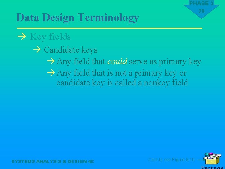 Data Design Terminology PHASE 3 29 à Key fields à Candidate keys à Any