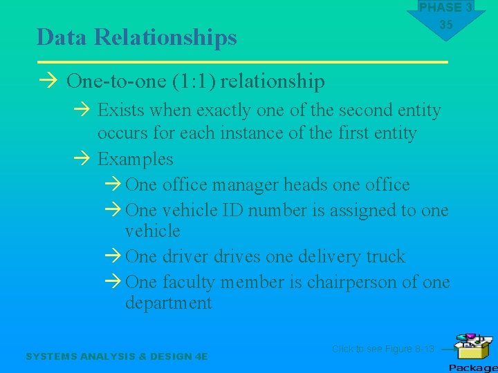 Data Relationships PHASE 3 35 à One-to-one (1: 1) relationship à Exists when exactly