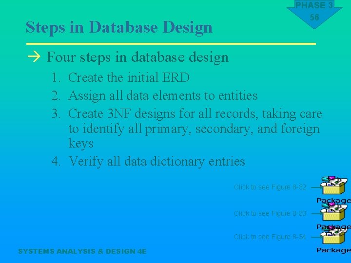 Steps in Database Design PHASE 3 56 à Four steps in database design 1.