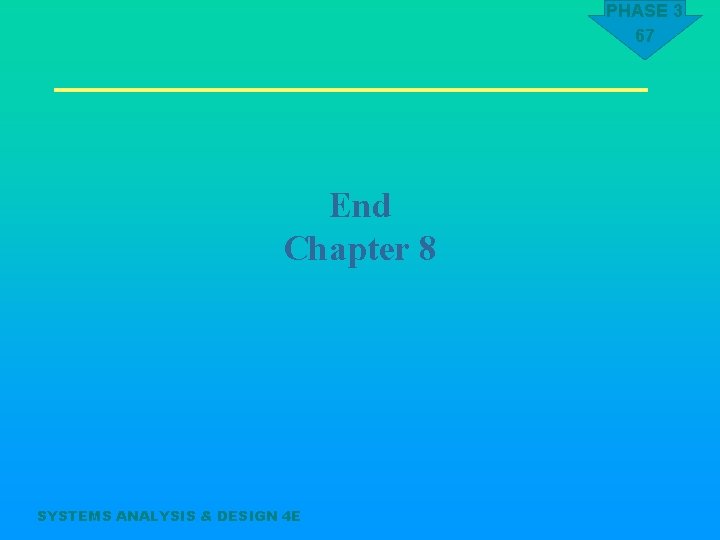PHASE 3 67 End Chapter 8 SYSTEMS ANALYSIS & DESIGN 4 E 