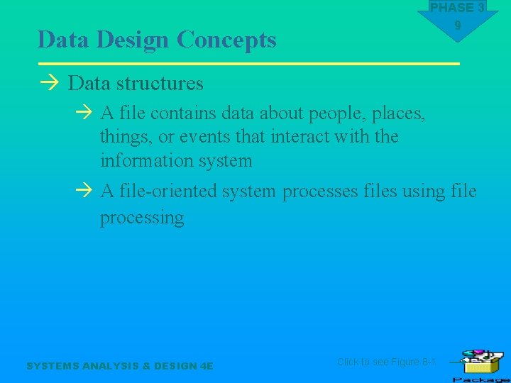 PHASE 3 9 Data Design Concepts à Data structures à A file contains data