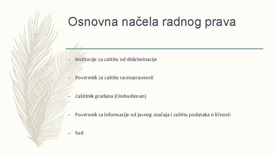 Osnovna načela radnog prava – Institucije za zaštitu od diskriminacije – Poverenik za zaštitu