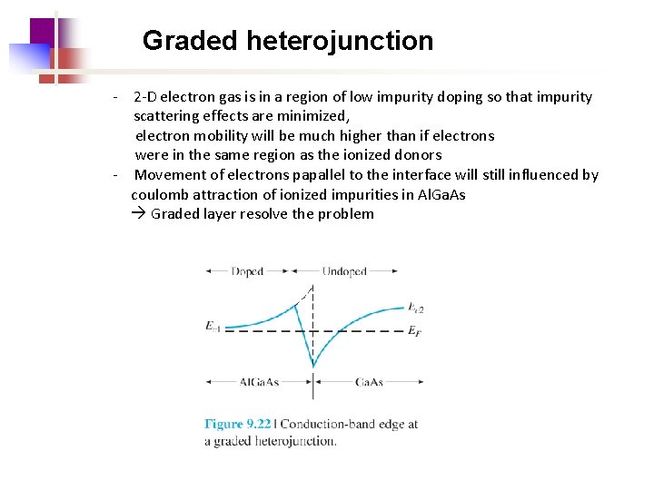 Graded heterojunction - 2 -D electron gas is in a region of low impurity