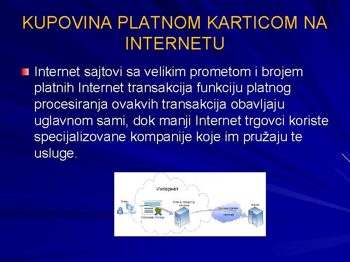 KUPOVINA PLATNOM KARTICOM NA INTERNETU Internet sajtovi sa velikim prometom i brojem platnih Internet