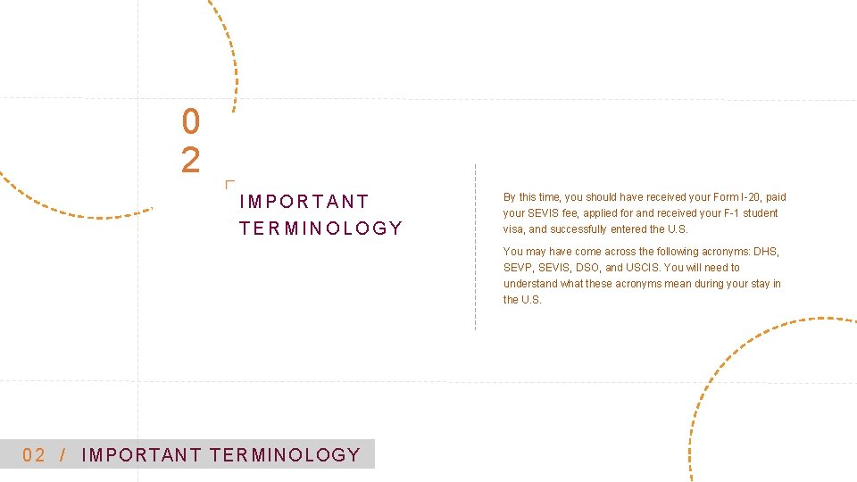 0 2 IMPORTANT TERMINOLOGY By this time, you should have received your Form I-20,