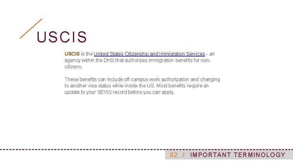 USCIS is the United States Citizenship and Immigration Services - an agency within the