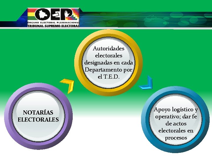 Autoridades electorales designadas en cada Departamento por el T. E. D. NOTARÍAS ELECTORALES Apoyo