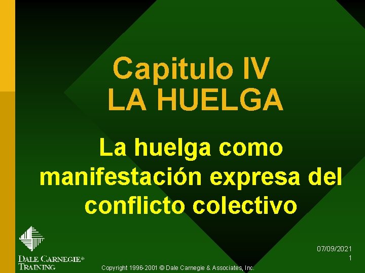 Capitulo IV LA HUELGA La huelga como manifestación expresa del conflicto colectivo 07/09/2021 1